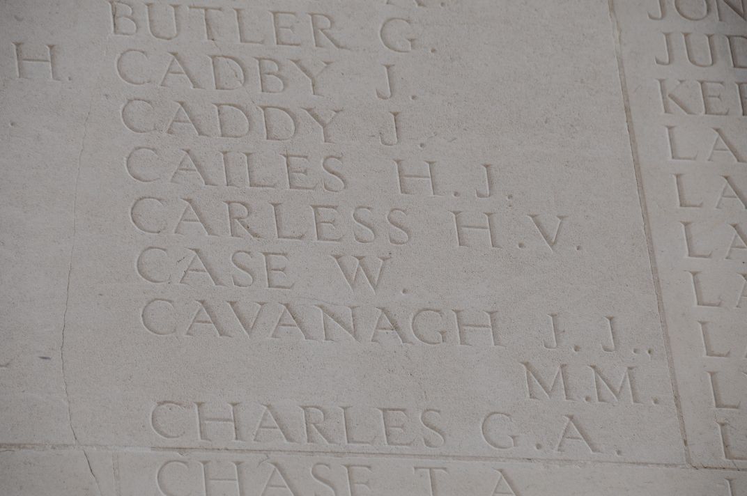 Carless on Thiepval Memorial