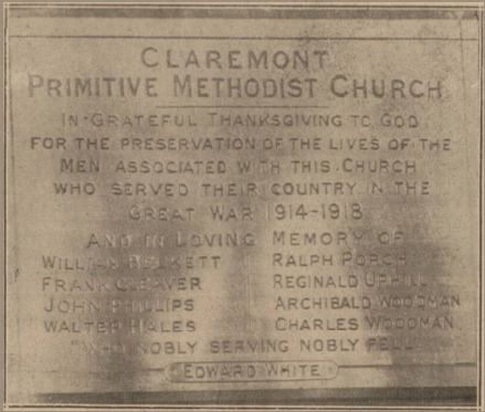 Claremont Methodist memorial