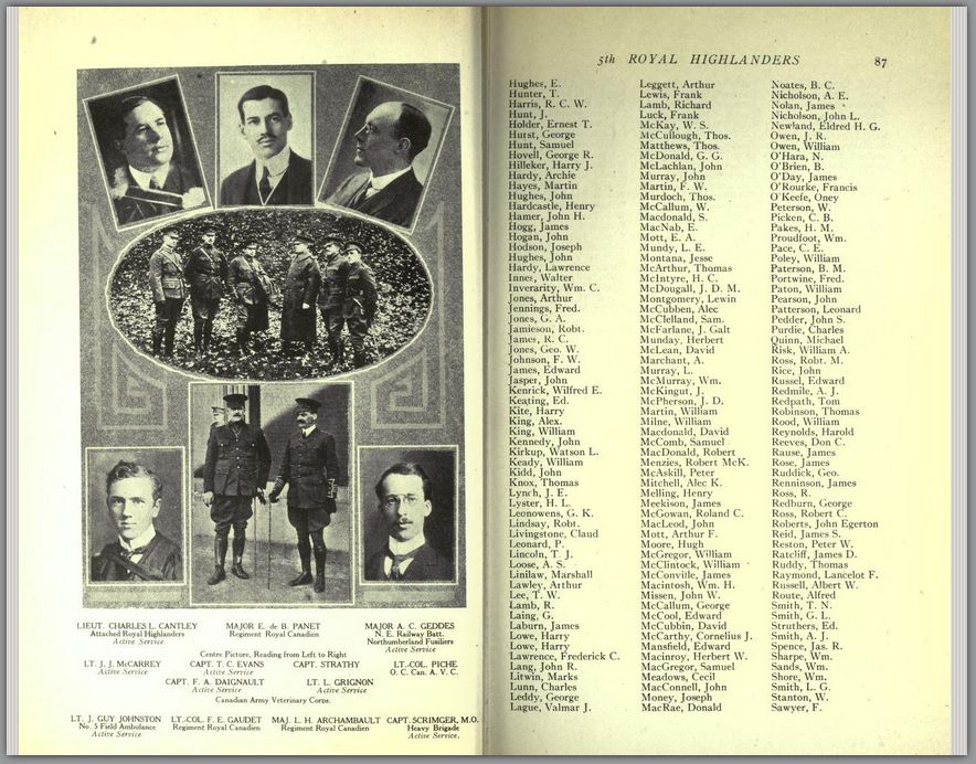Montreal Roll of Honour pp87-88 with GR listing