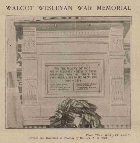 Walcot Methodist memorial original