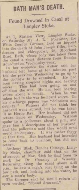 1926 article dealing with John Giles' death