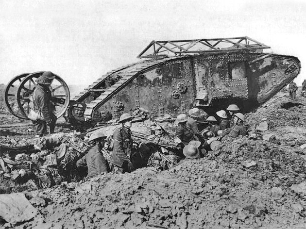Tank preparing to advance at Flers Courcelette
